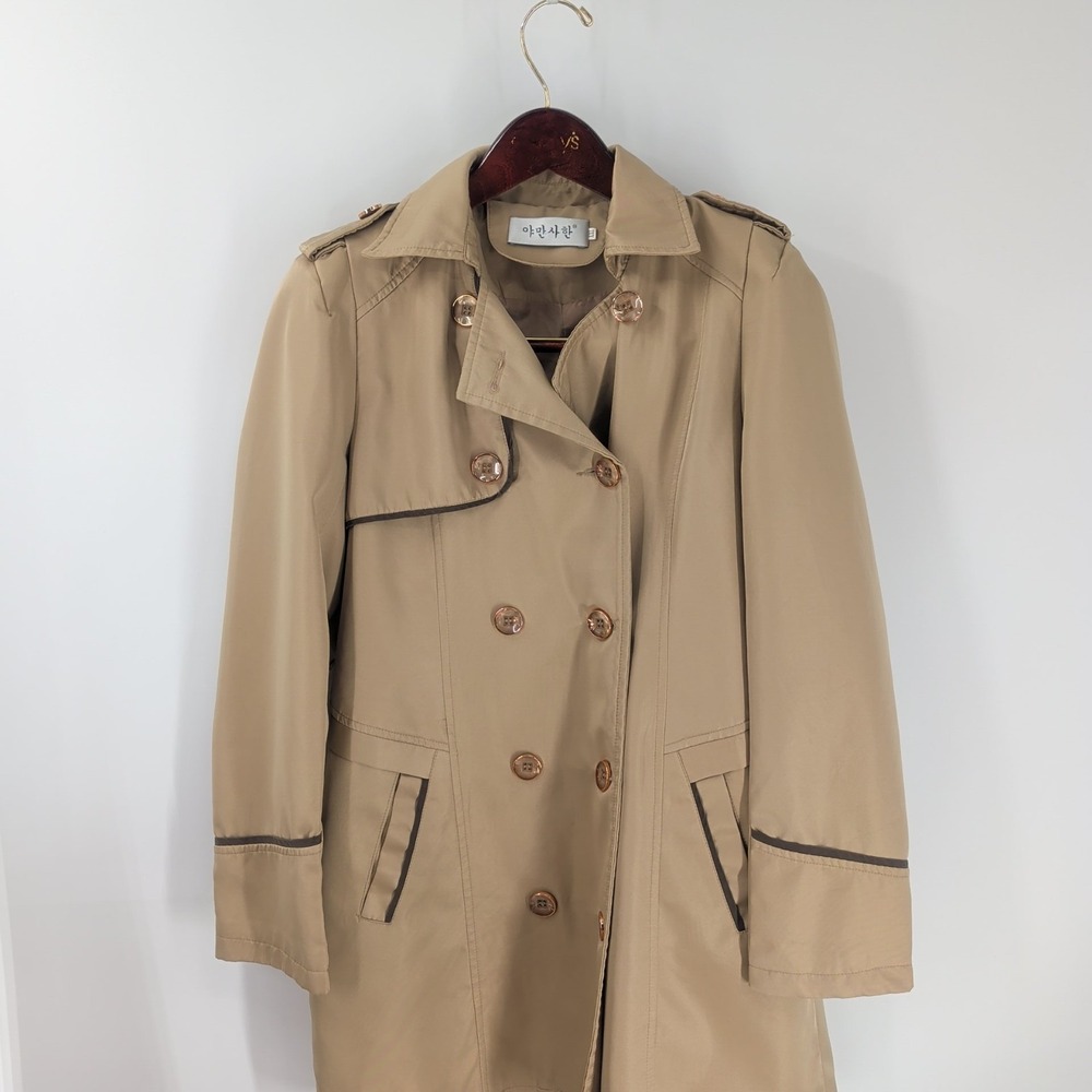Barbaric‎ Stylish Modern Long Sleeve Double-Breasted Trench Coat Beige Size 2XL